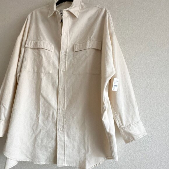 Frank & Eileen White and Blue Layered Button Down Shirt - Picture 4 of 12